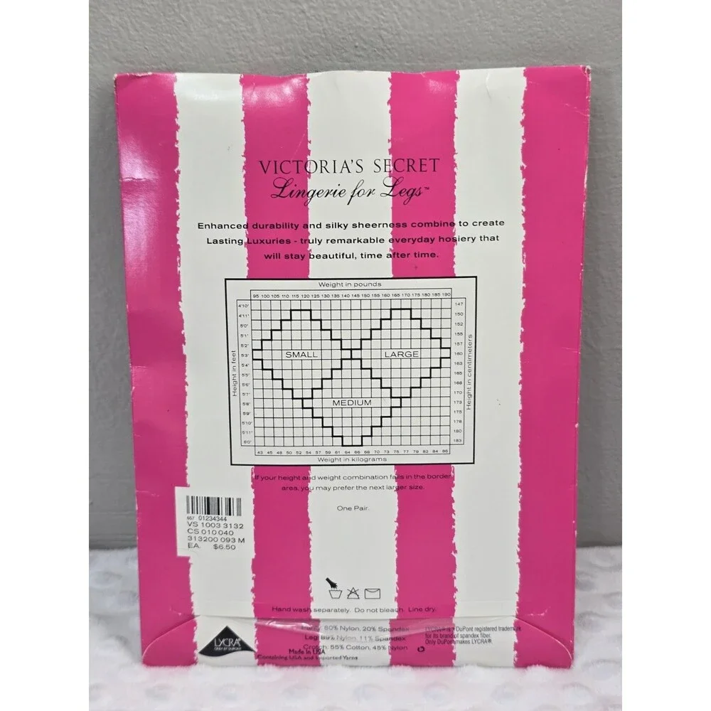 Victoria’s Secret Lasting Luxuries Pantyhose Jet Black Size M New Control Top